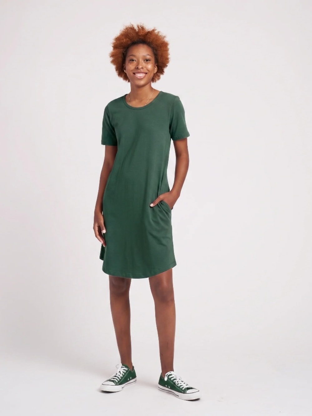 Universal Standard Halie T-Shirt Dress Mini Green Pockets Casual Stretch Medium